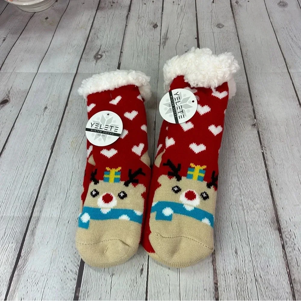 boutique YELETE NWT kids sherpa lined socks s/M and M/L christmas holiday